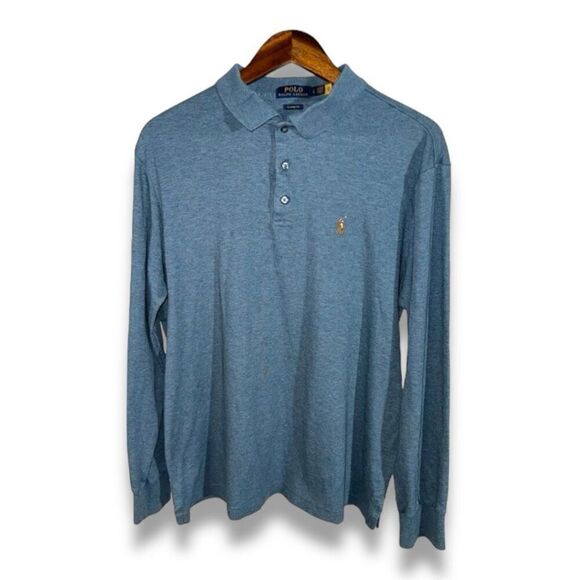Navy Polo Ralph Lauren L/S Soft Touch Polo Shirt Size L - Picture 1 of 9